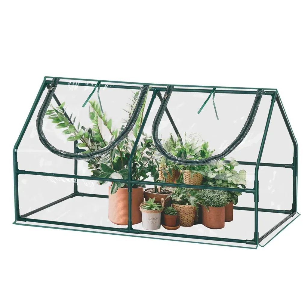 Gewächshaus mit Fenster PVC Treibhaus Tomatenhaus Frühbeet 120x60x60cm transparent