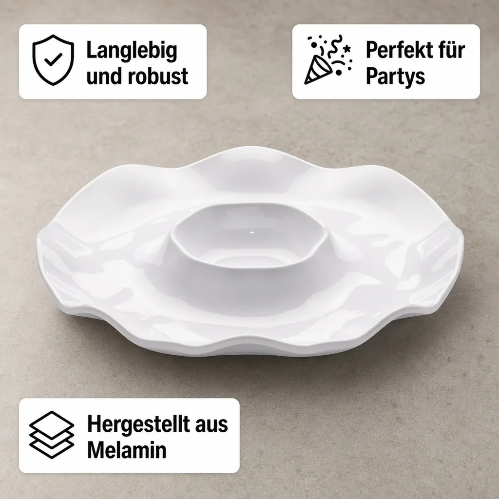 Ruffle Round Chip & Dip Platte 4er Set, 40,6 cm