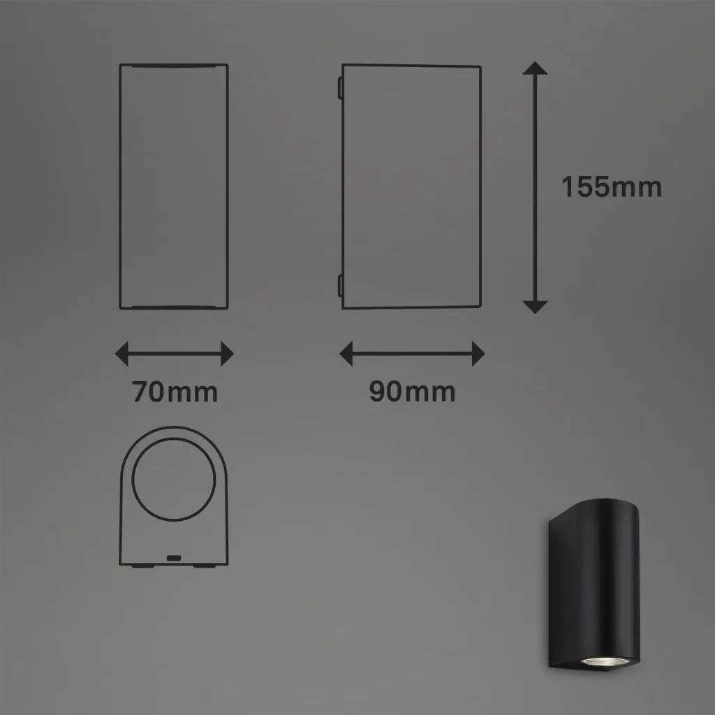 LED Außenleuchte, 2-flammig, IP44, schwarz, GU10 Fassung,  inklusive 2 x LED Leuchtmittel, 4,7 Watt,  400 lm, 4.000 K