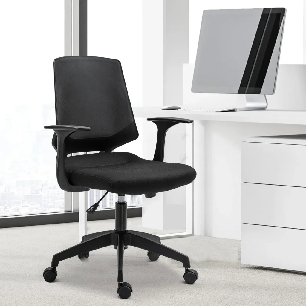 Drehstuhl Bürostuhl Schreibtischstuhl rollbar höhenverstellbar ergonomisch gepolstert Schwarz 62 x 55 x (92 101) cm