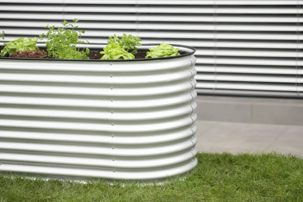 Westmann Hochbeet Grow Faster, 240×80×82 cm, Silber – Metall aus verzinktem Wellblech