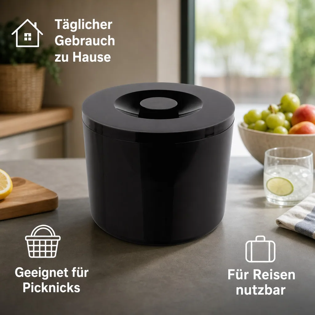 Eisbox, Eiswürfelbehälter, Eiseimer, Kühlbox - mit perforiertem Einsatz, 10L