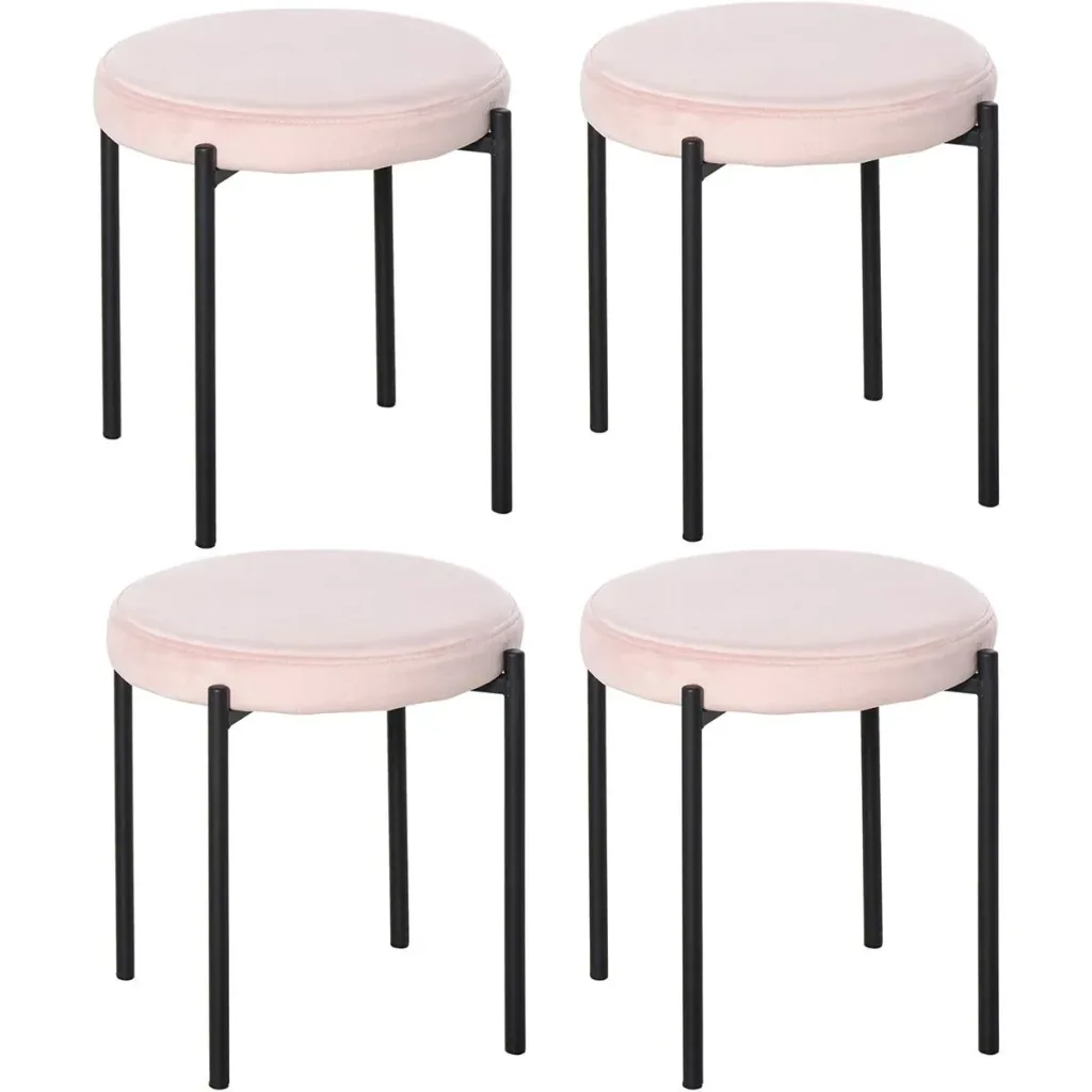 Hocker 4-teiliges Set mit Samtüberzug Grau
