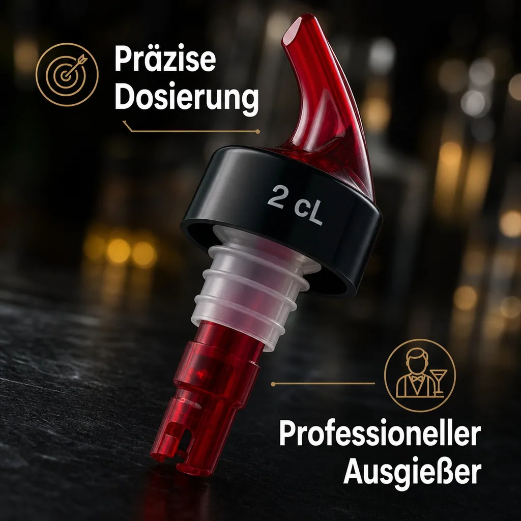 Portionierer, Flaschenausgießer, Spirituosen Dosierer, rot - schwarz, Ausschankmenge: 40 ml