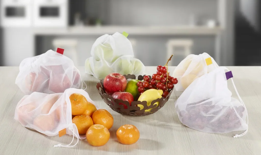 Obst- und Gemüse-Netze, mit Aufbewahrungsbeutel, 6-teilig