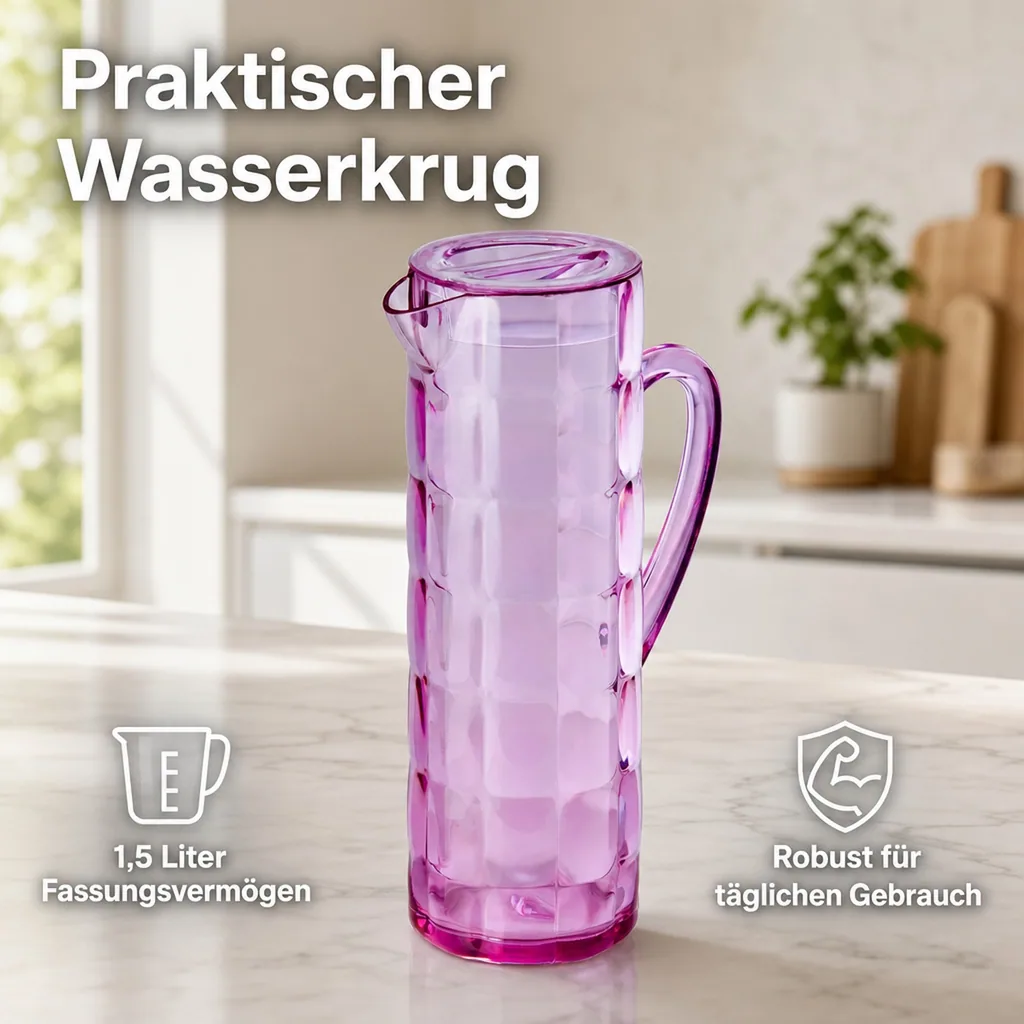 Krug, Wasserkrug - Rio, 1,5 ltr., SAN, Farbe: rosa