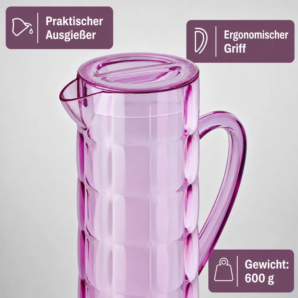 Krug, Wasserkrug - Rio, 1,5 ltr., SAN, Farbe: rosa