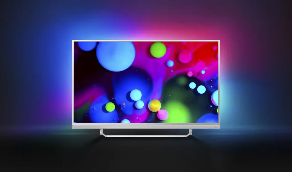 Ultraflacher 4K UHD-LED-Fernseher 49", mit 3-seitigem Ambilight