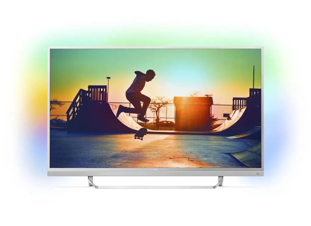 Ultraflacher 4K UHD-LED-Fernseher 49", mit 3-seitigem Ambilight