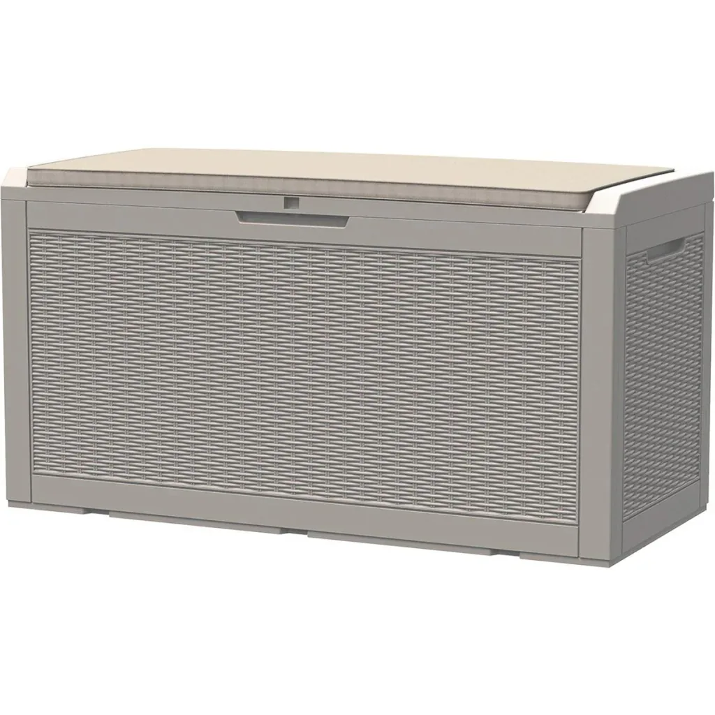 2in1 Gartentruhe in Rattanoptik Grau