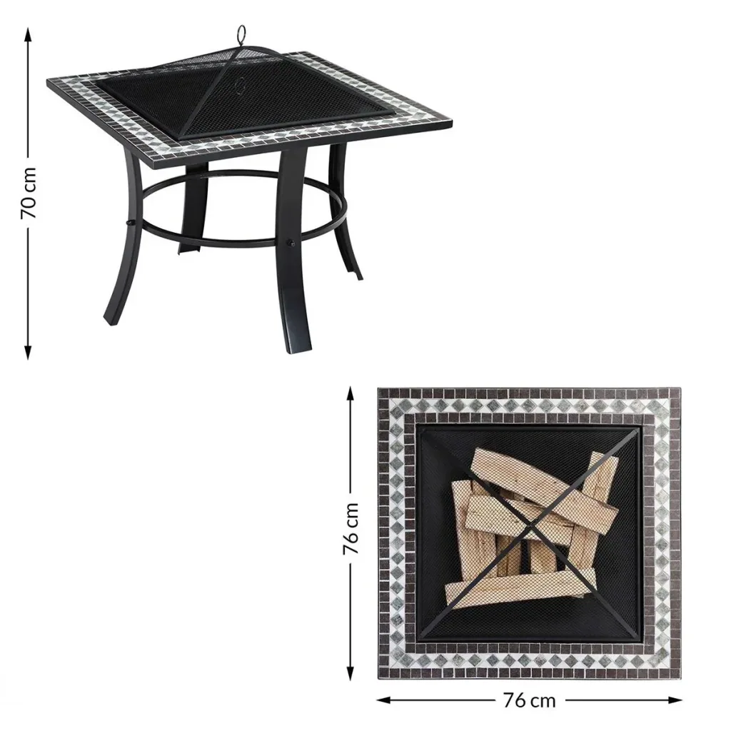 Mosaik Feuerschale Quadrat 76x76cm