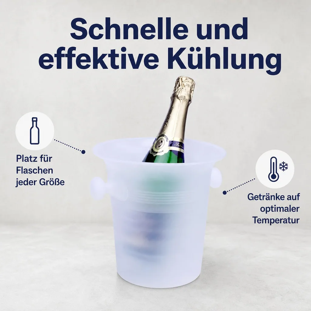 Flaschenkühler, Getränkekühler, Weinkühler, Sektkühler aus Kunststoff - Eisfarben | Ø 20,5 cm, Farbe: eisfarben