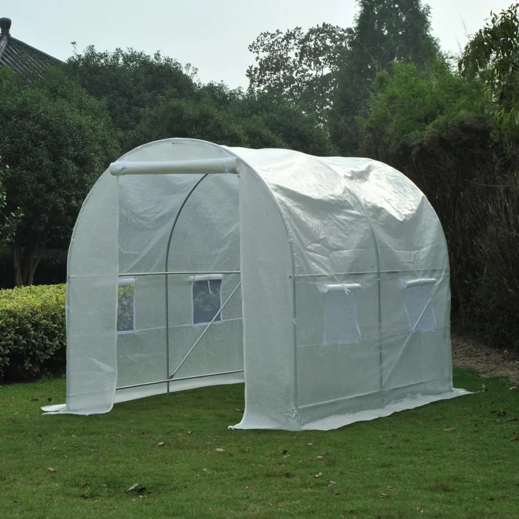 Foliengewächshaus 2,5x2x2m 4 Seitenfenster weiß
