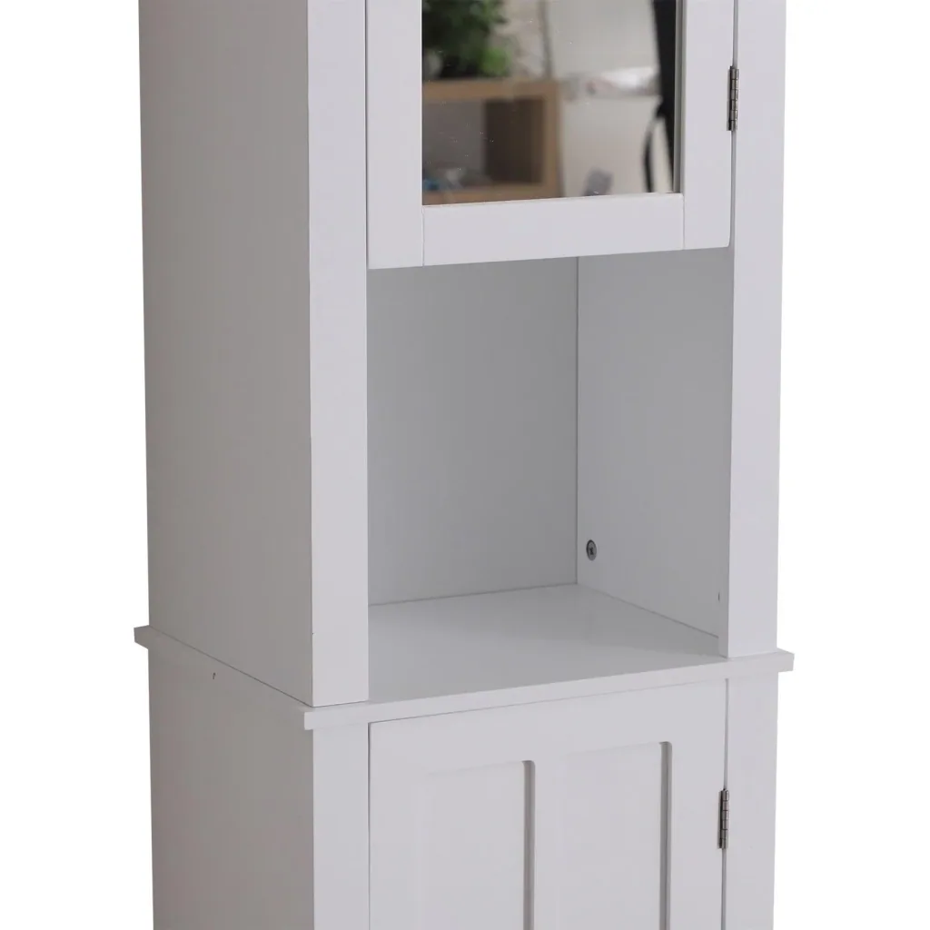 Badschrank Badezimmerschrank Wandschrank mit Spiegel vestellbare Einlegeböden Holz Weiß 40 x 30 x 170 cm