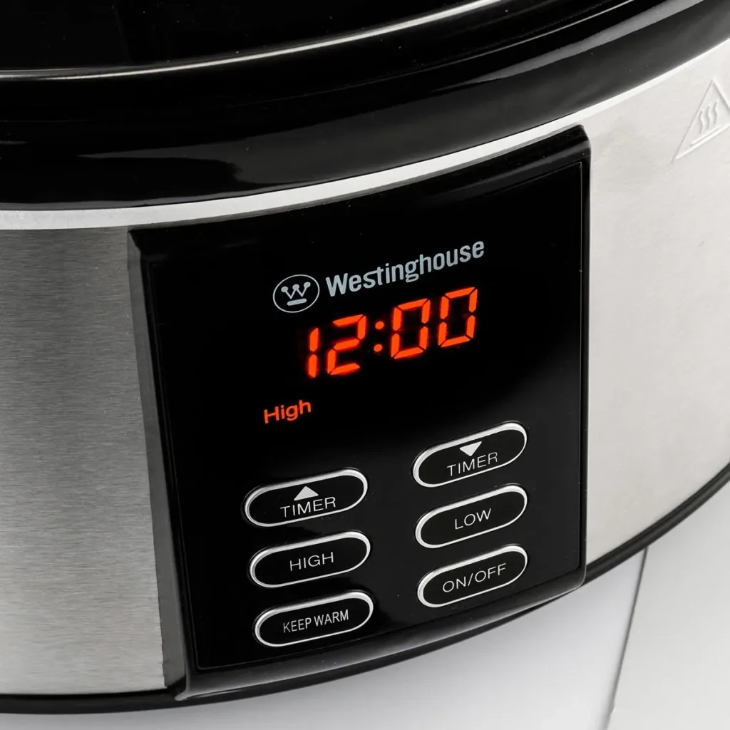 Slow Cooker - mit abnehmbarer Keramikpfanne - 6 Liter - Edelstahl
