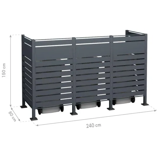 Mülltonnenverkleidung Planum 3er Box, 150 cm, anthrazit
