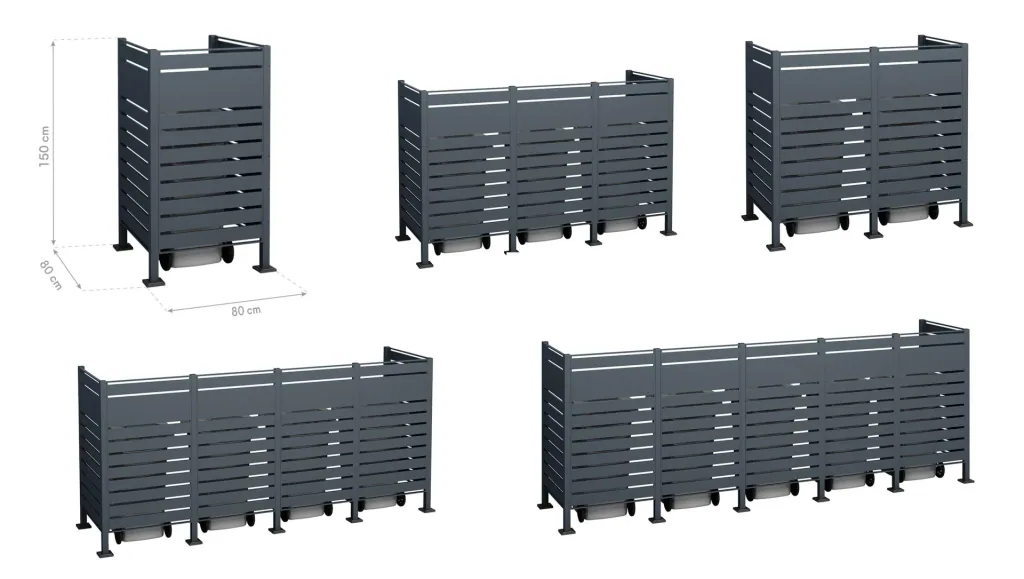 Mülltonnenverkleidung Planum 3er Box, 150 cm, anthrazit