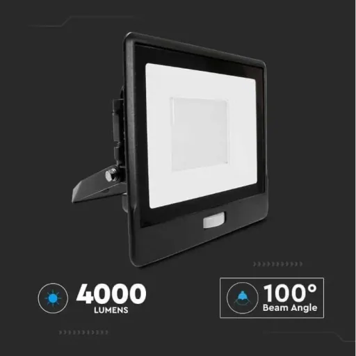 VT-158S LED-Flutlicht mit Sensor - 50 W - 4000 Lm - 6500K - Schwarz