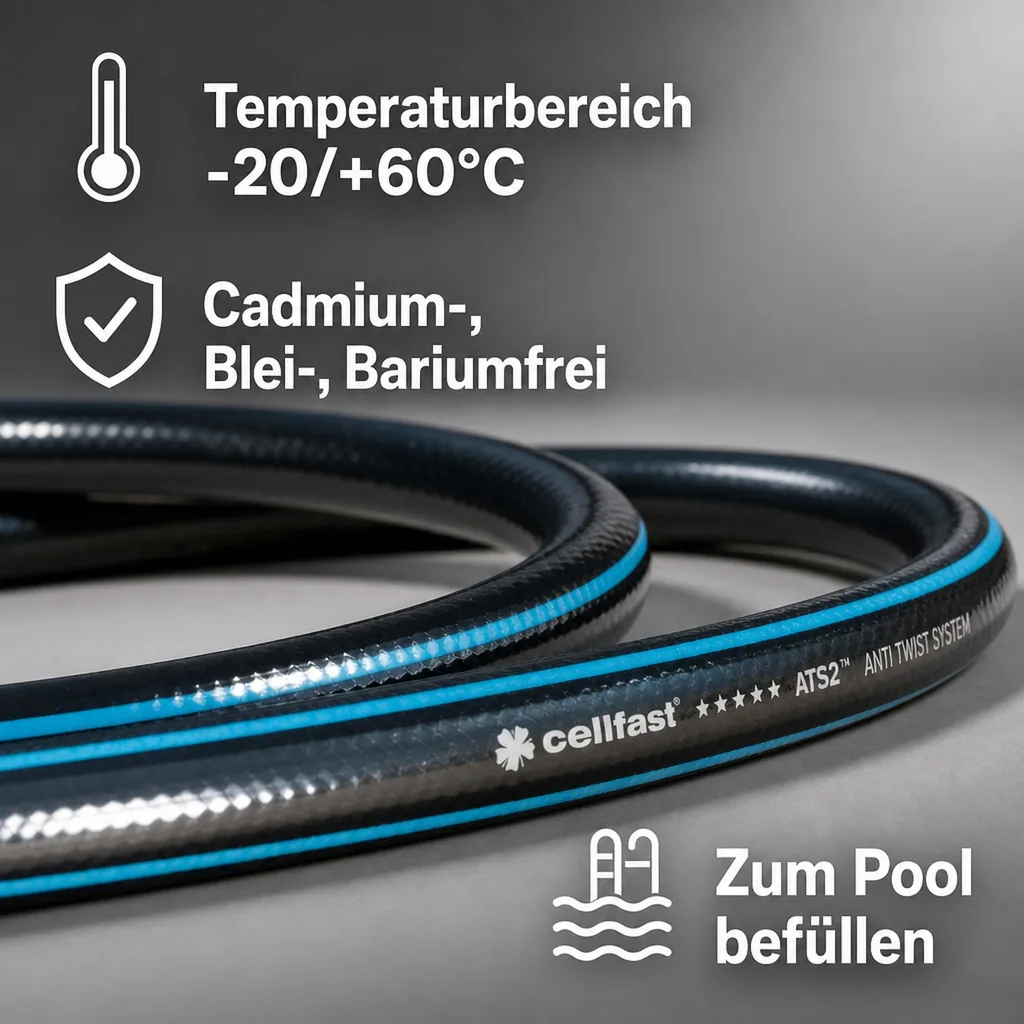 Gartenschlauch, 1/2 Zoll, 25m, lebensmittelecht, flexibel