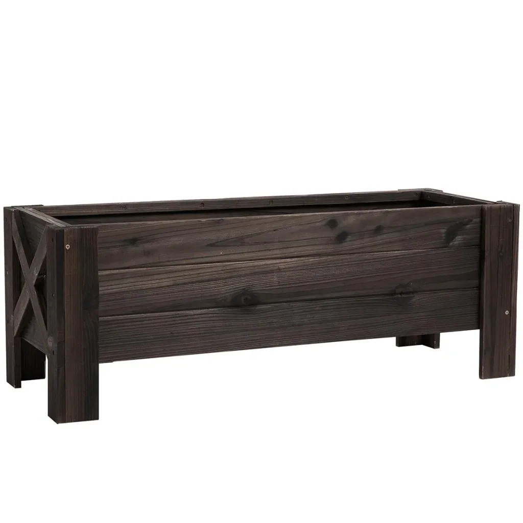 Hochbeet mit Behandlung der Karbonisierung Pflanzkasten Pflanzfolie mit 2 Leckage-Löcher Tannenholz Verkohlt 100 x 36,5