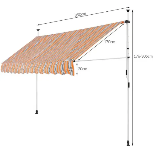 Klem Markise gelb/blau 350cm