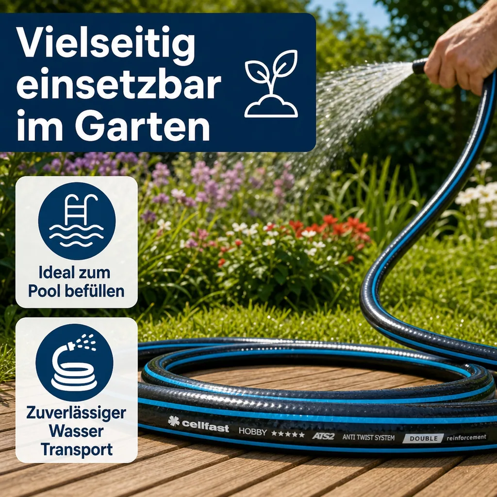 Gartenschlauch, 3/4 Zoll, 25m, flexibel, UV-beständig