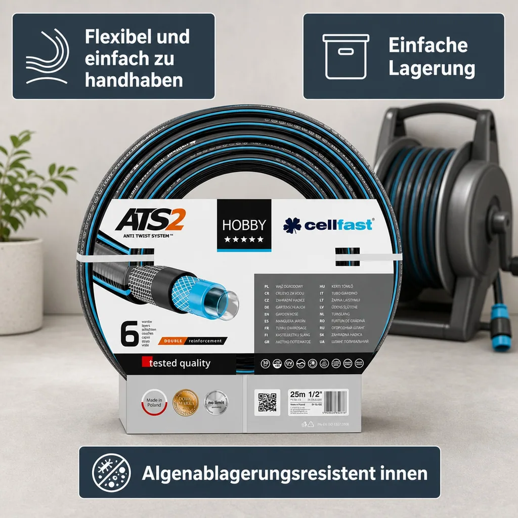 Gartenschlauch, 3/4 Zoll, 25m, flexibel, UV-beständig