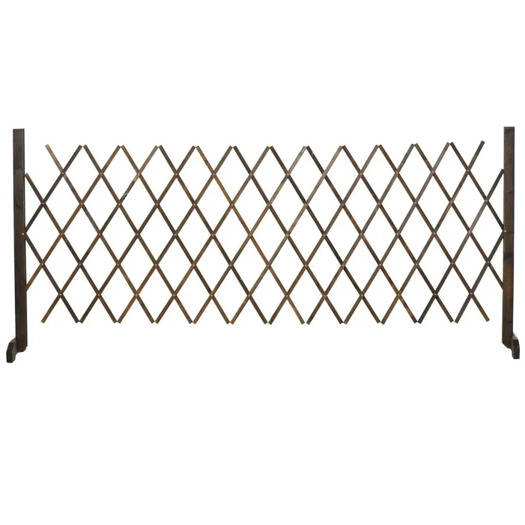 Scherengitter Absperrgitter Scherensperre ausziehbar 37-225 cm Garten flexibel praktisch Holz Verkohlt 225 x 30 x 106 cm