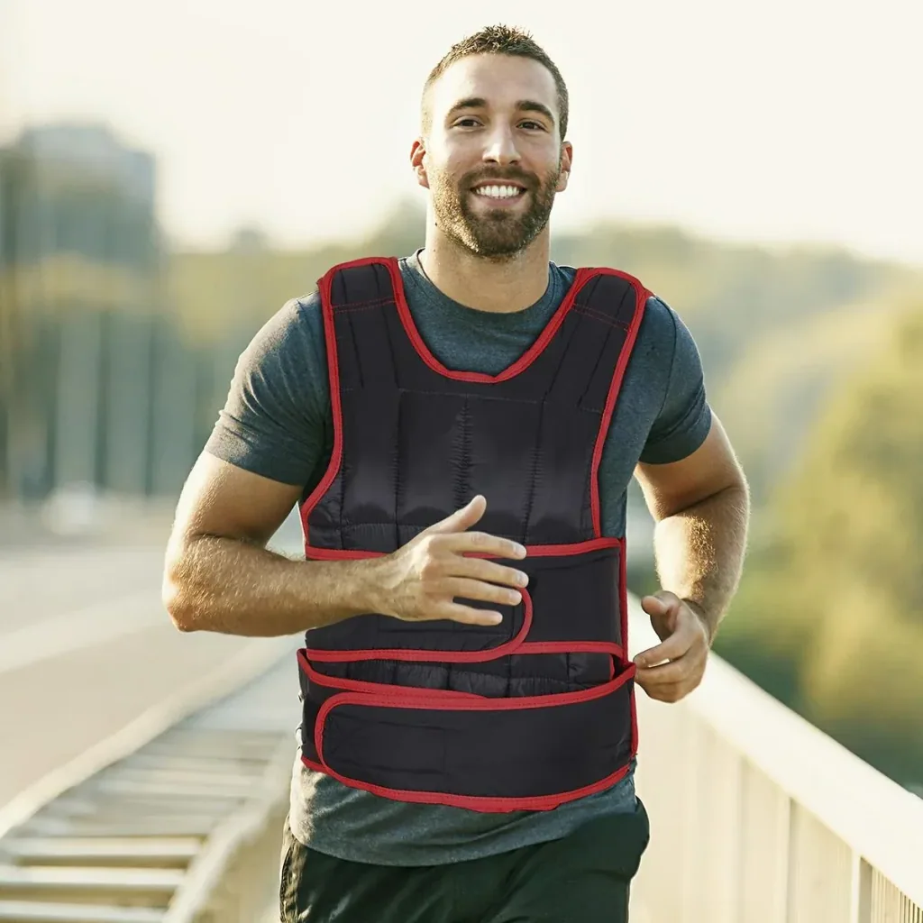 20 kg Trainingsweste Gewichtsweste mit doppelten Gurten verstellbar Krafttraining Fitness Oxford Metall Schwarz+Rot 40 x