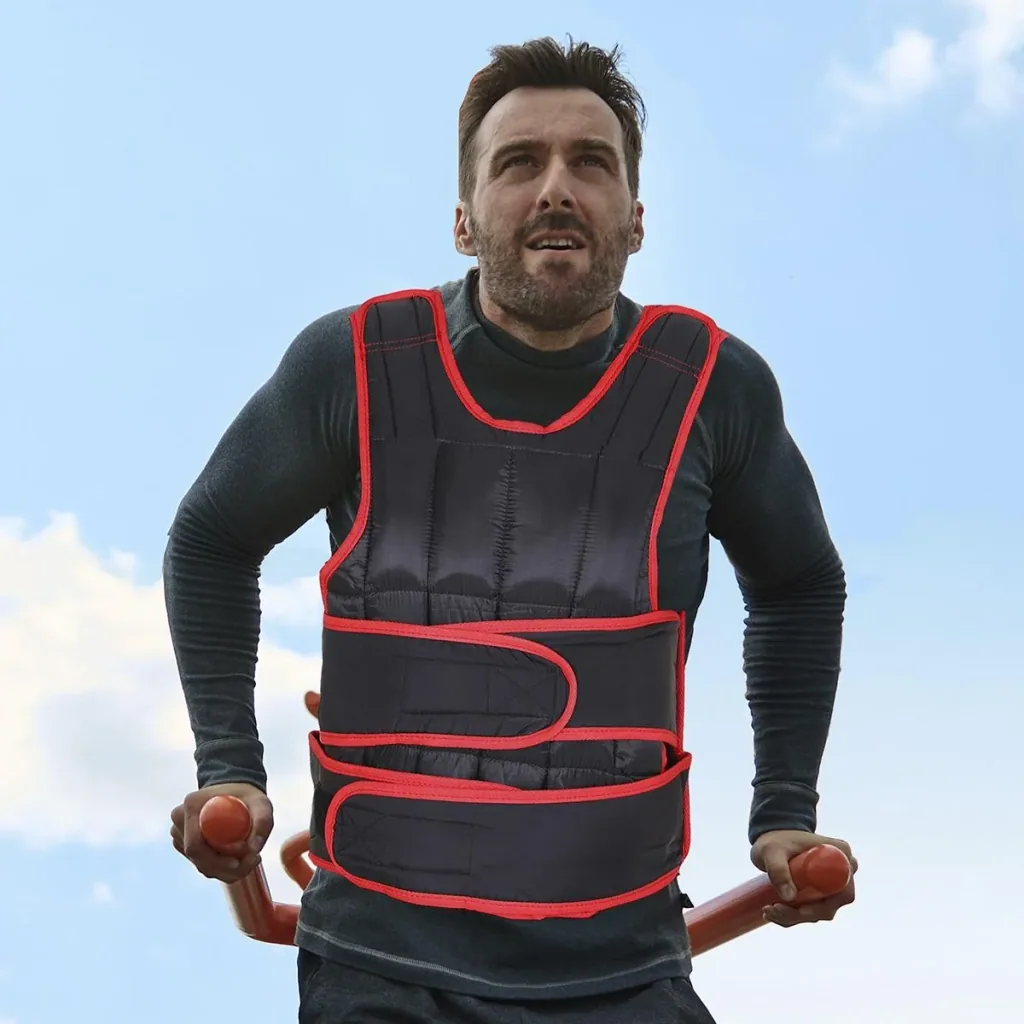 20 kg Trainingsweste Gewichtsweste mit doppelten Gurten verstellbar Krafttraining Fitness Oxford Metall Schwarz+Rot 40 x
