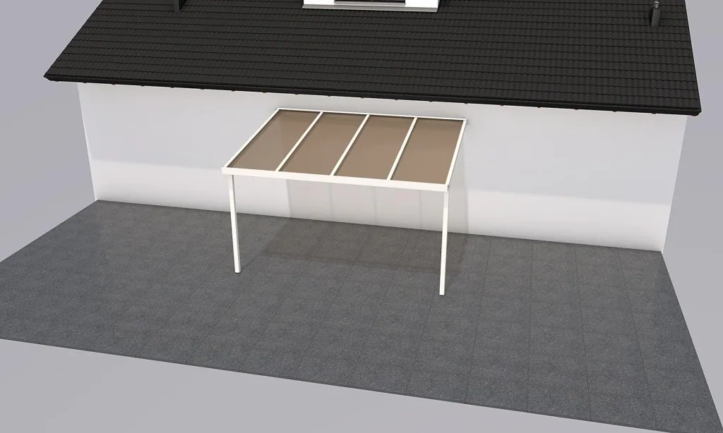 Terrassendach Premium, weiß, 4102 x 3060 mm - Polycarbonat Stegplatten 16 mm, bronze