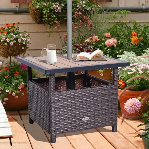 Polyrattan Gartentisch braun