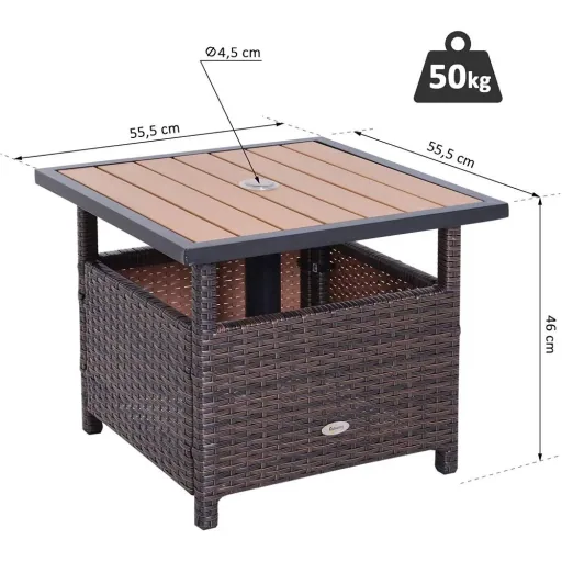 Polyrattan Gartentisch braun