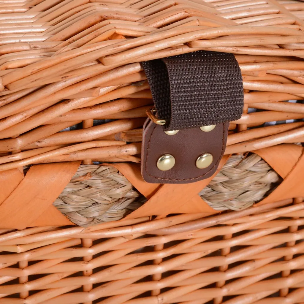 Picknickkorb für 4 Personen Picknickkoffer Picknickset Weidenkorb mit Käsebrett Utensilien Glas