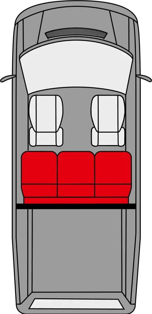 Passform Sitzbezüge VW T6 für 3er Bank Pritsche hinten aus Kunstleder ab Baujahr 07/2015 bis heute