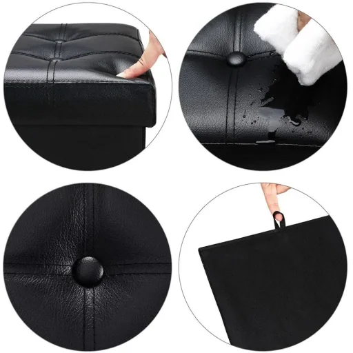 Klappbarer Hocker mit Ablage schwarz 38x38x38 cm