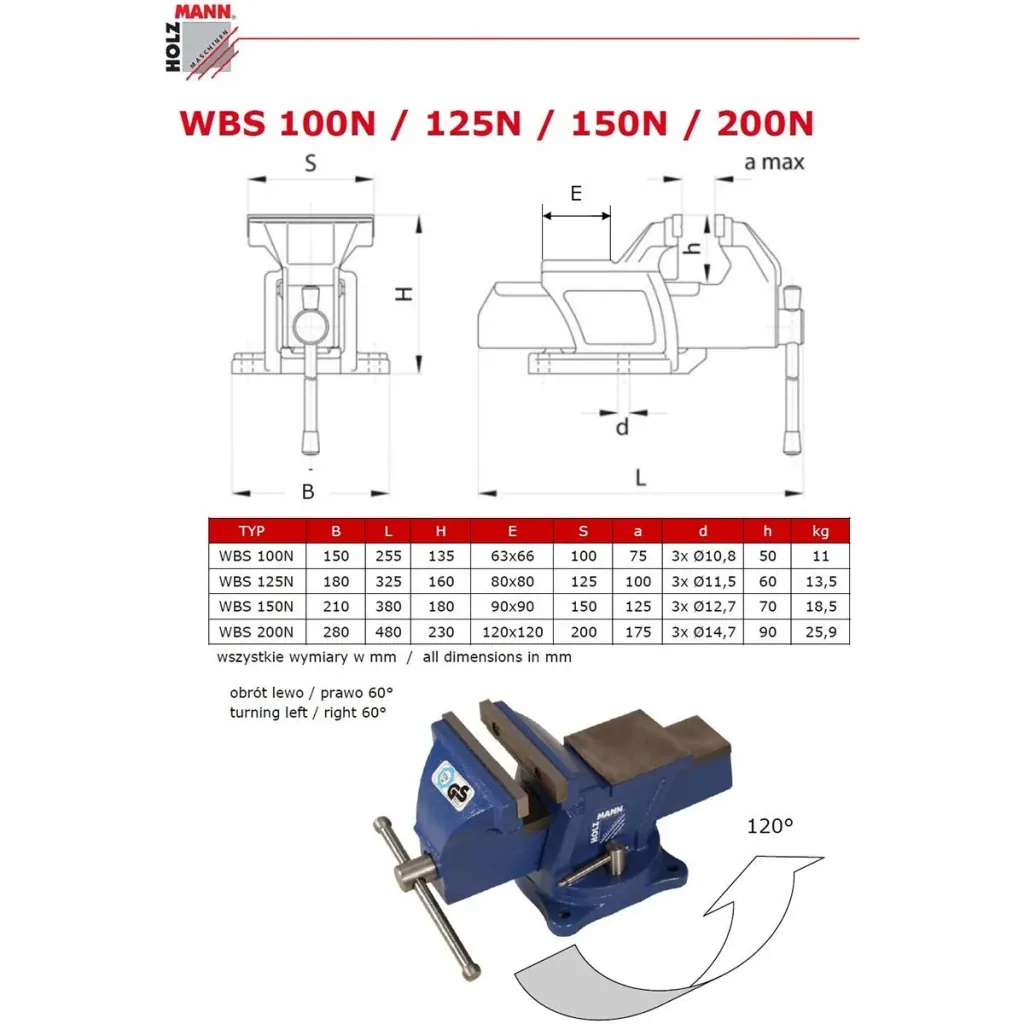 Schraubstock WBS100N - maximale Öffnung: 80 mm