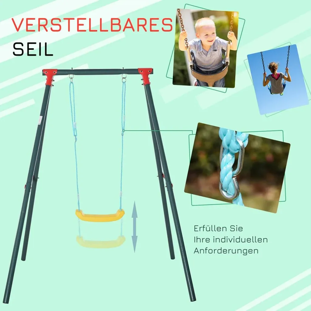 Kinderschaukel Gartenschaukel Schaukelgestell Schaukelgerüst Metallgestell 3-8 Jahre 155 x 160 x 180 cm