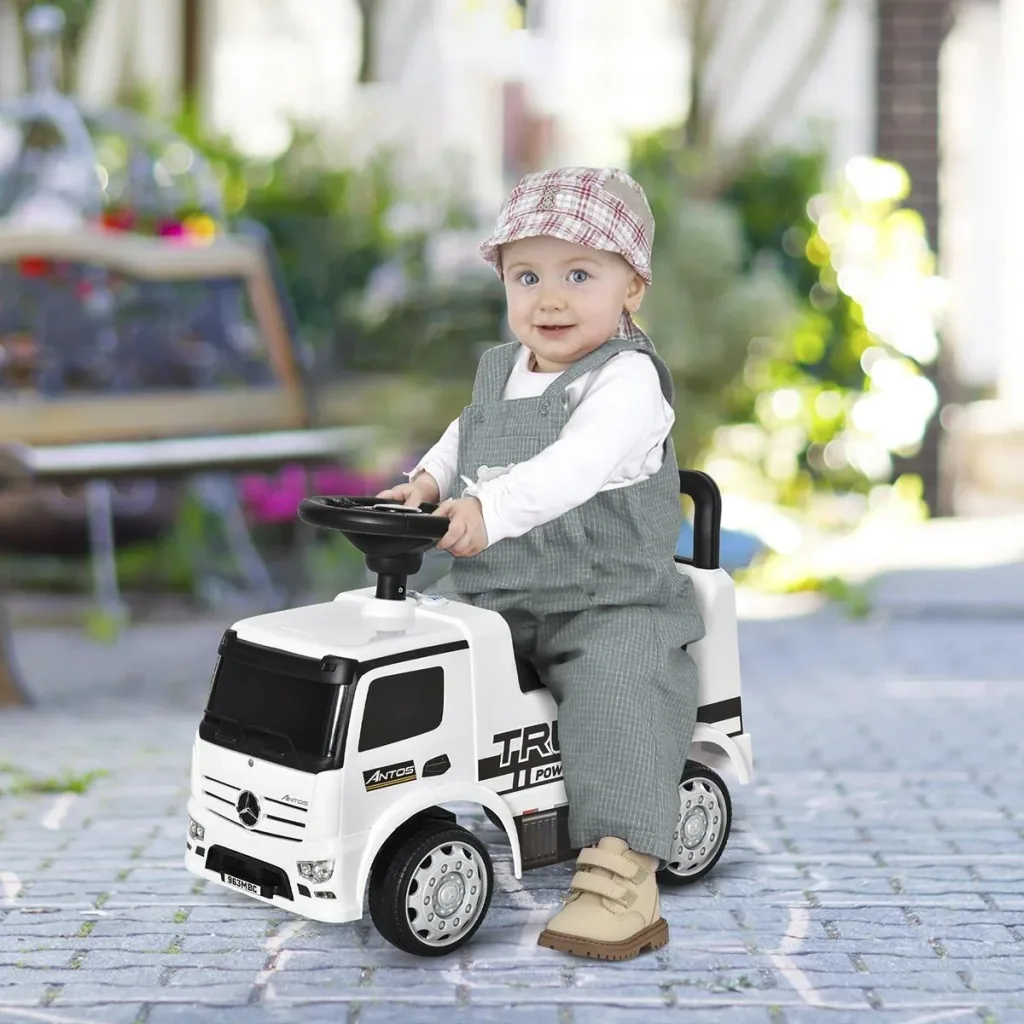 Rutscherfahrzeug Rutscherauto Babyrutscher Kinderfahrzeug lizenziert von Mercedes ANTOS-LKW-Stil mit Licht für Kinder vo