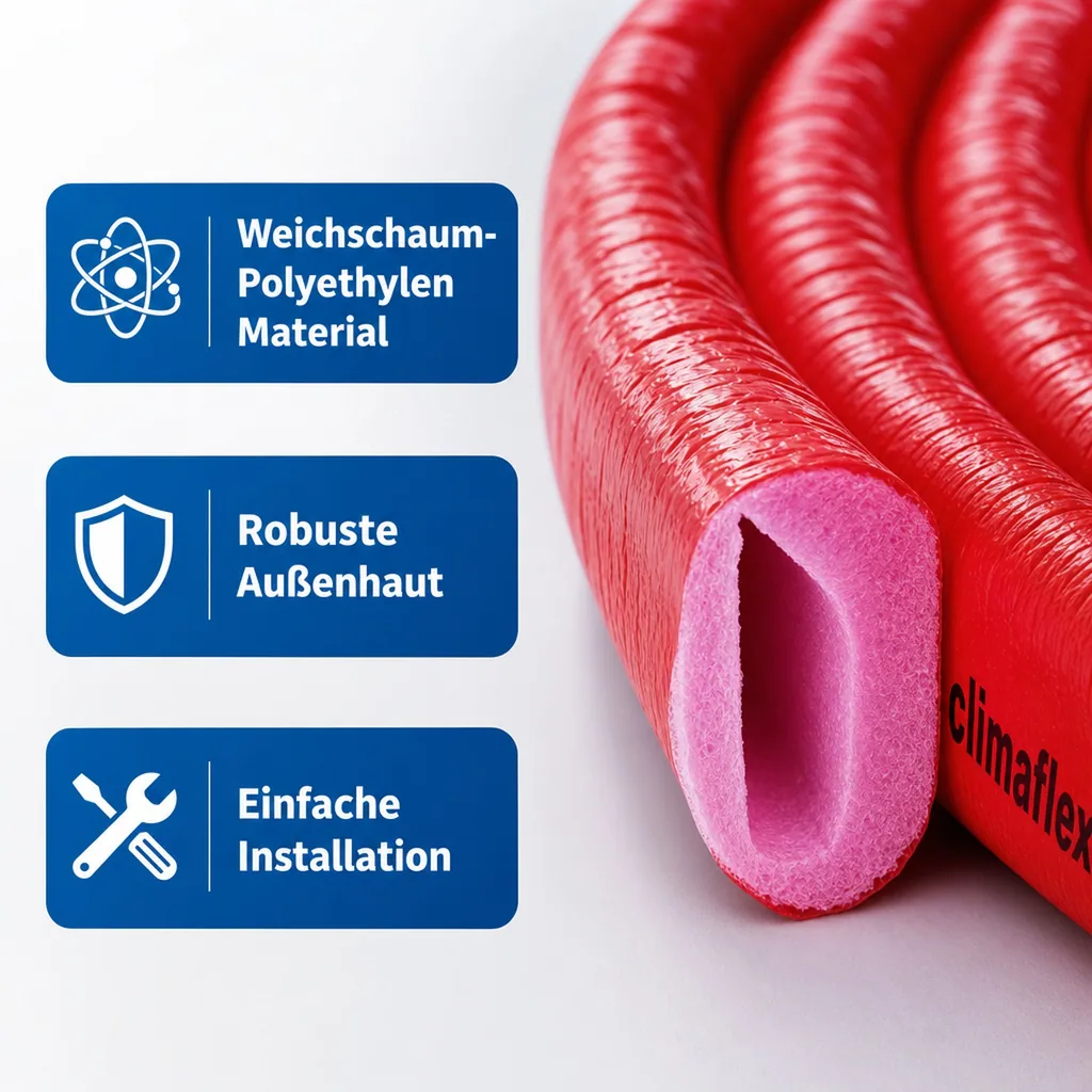 Rohrisolierung 22mm, Heizungsrohr Isolierung, 10m, rot