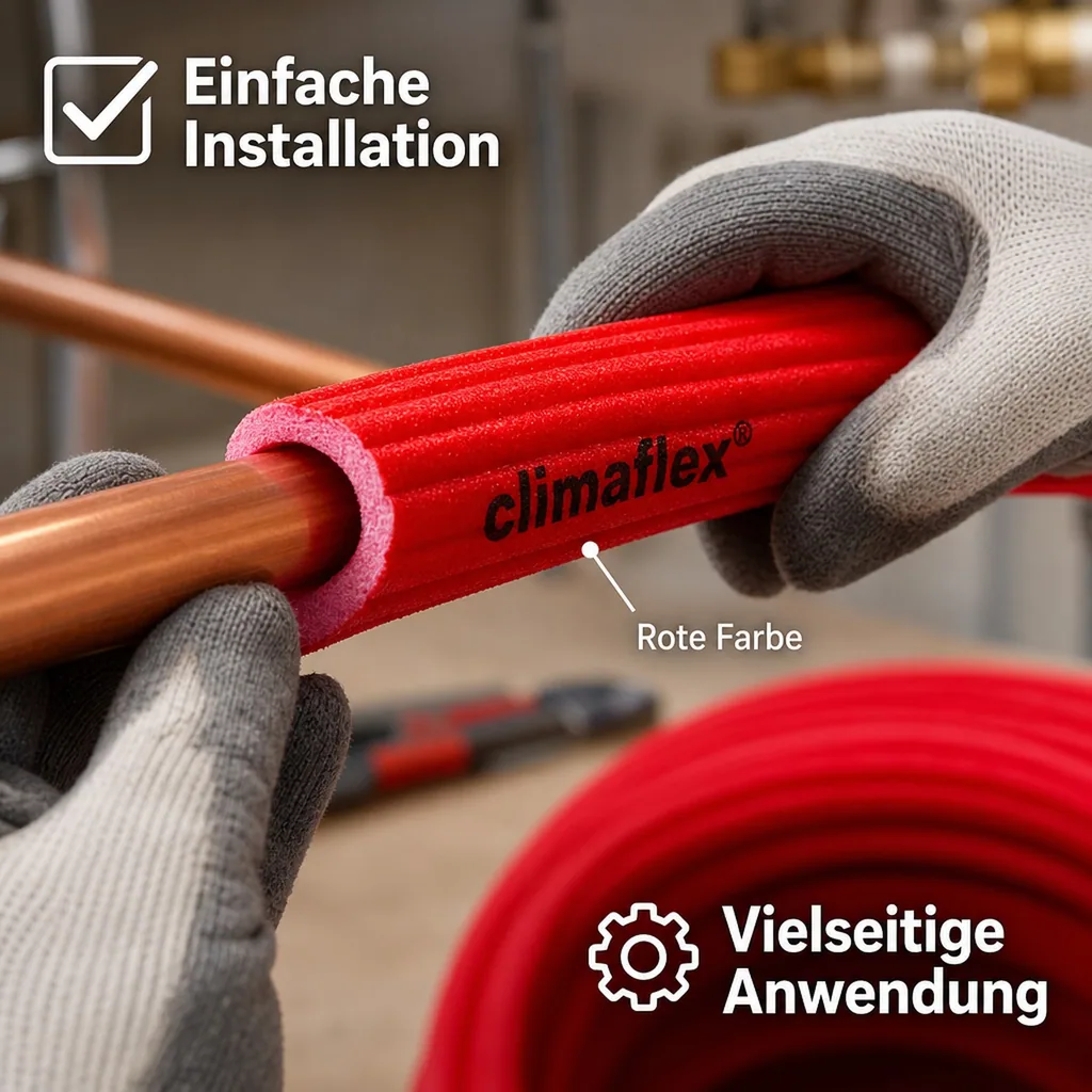 Rohrisolierung 22mm, Heizungsrohr Isolierung, 10m, rot