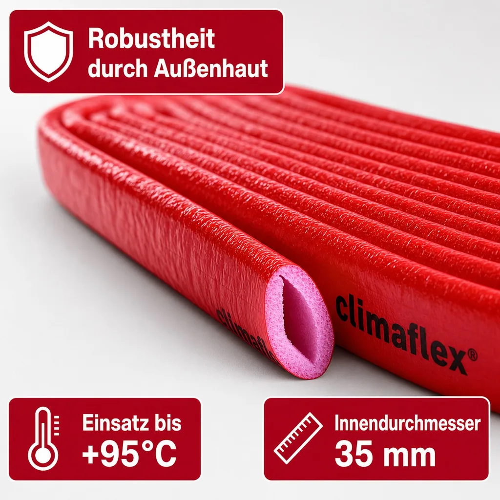 Rohrisolierung 35mm, 10m, für Kaltwasserleitungen, 4mm Dämmstärke