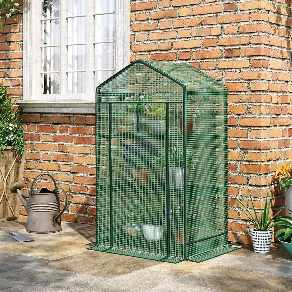 Spitzengewächshaus mini - 3 Ebenen - Rolltor - 69 x 49 x 125 cm