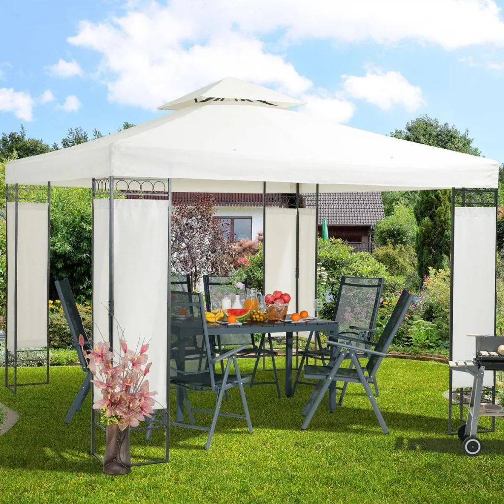 Gartenlaube/ Partyzelt/ Gartenpavillon/ Laube - Creme - 3x3m