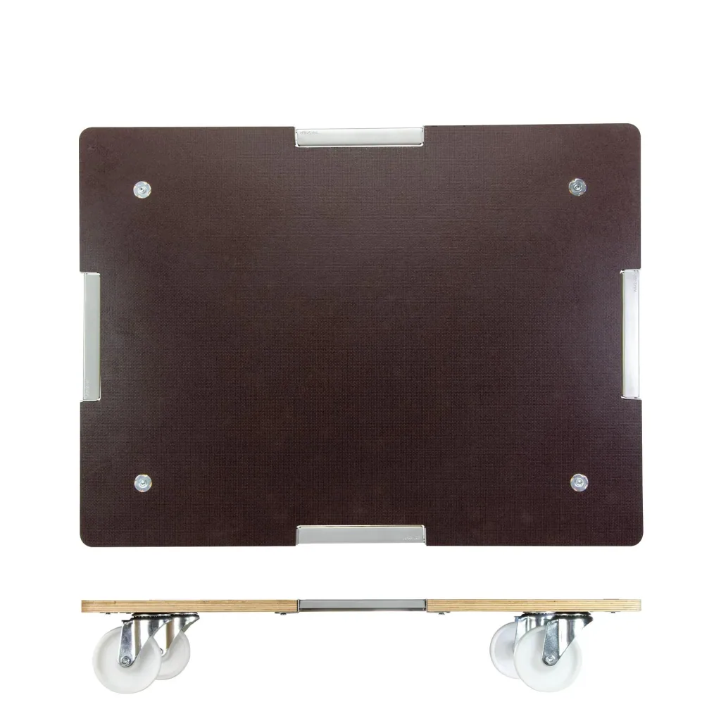 Transporthilfe MM 1379, 80 x 60 x 13,5 cm, harte Rollen Ø 100 mm, Rollenlager, Platte Maxigrip FSC®, Tragkraft 400 kg