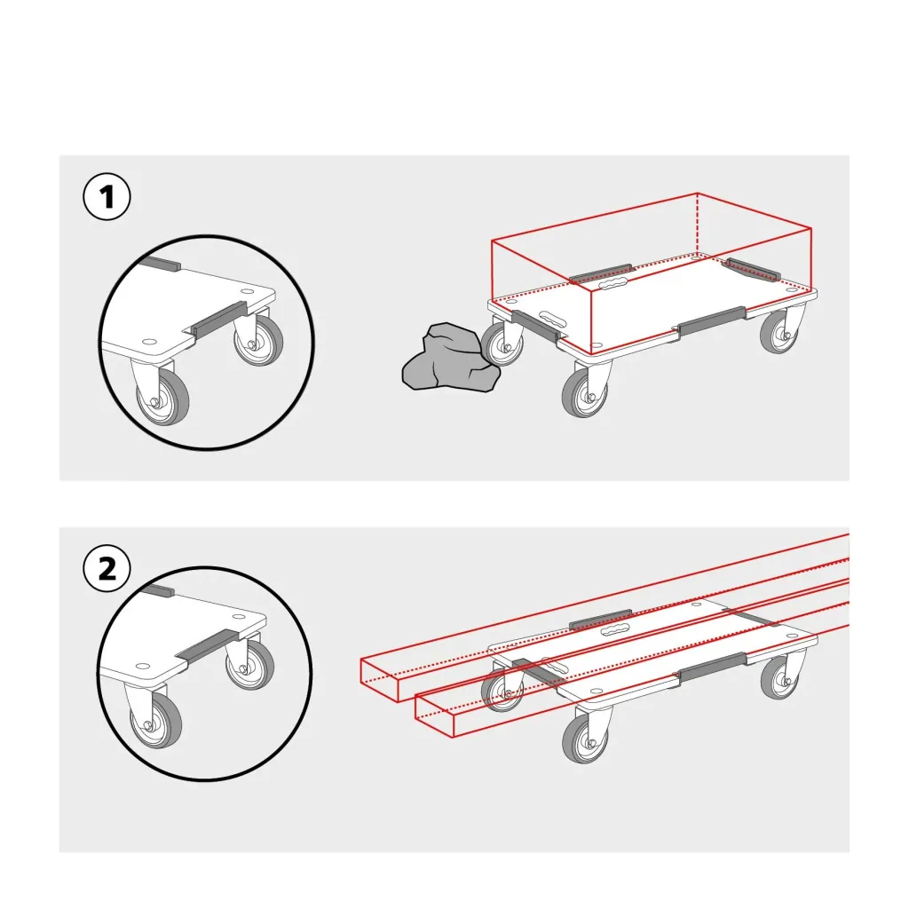 Transporthilfe MM 1379, 80 x 60 x 13,5 cm, harte Rollen Ø 100 mm, Rollenlager, Platte Maxigrip FSC®, Tragkraft 400 kg