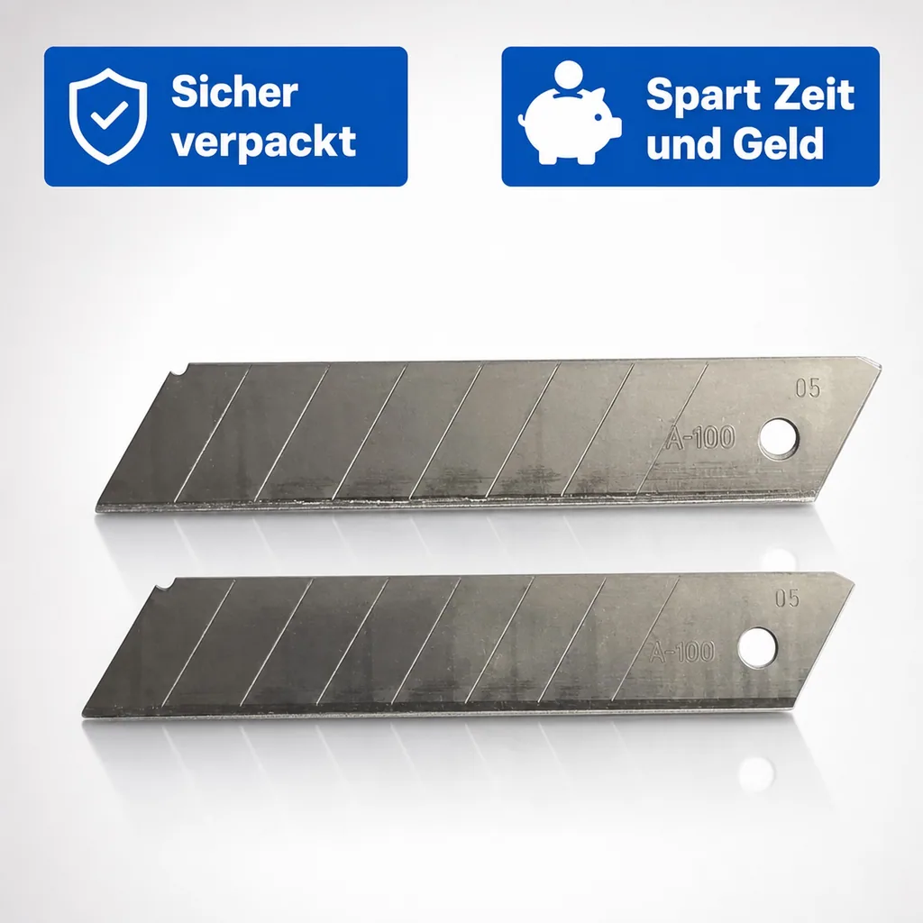 Cuttermesser Klingen 18mm, 10er Set Ersatzklingen, Abbrechklingen