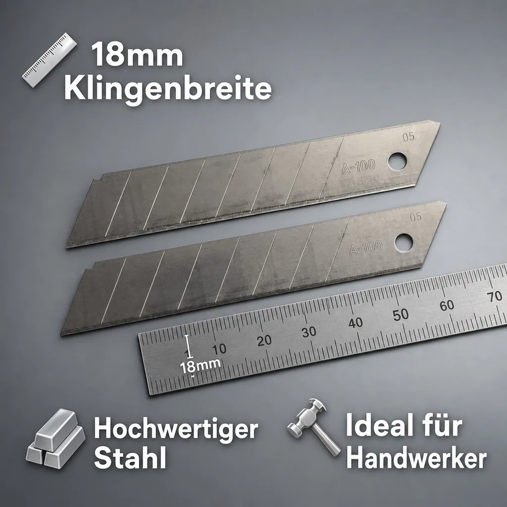 Cuttermesser Klingen 18mm, 10er Set Ersatzklingen, Abbrechklingen