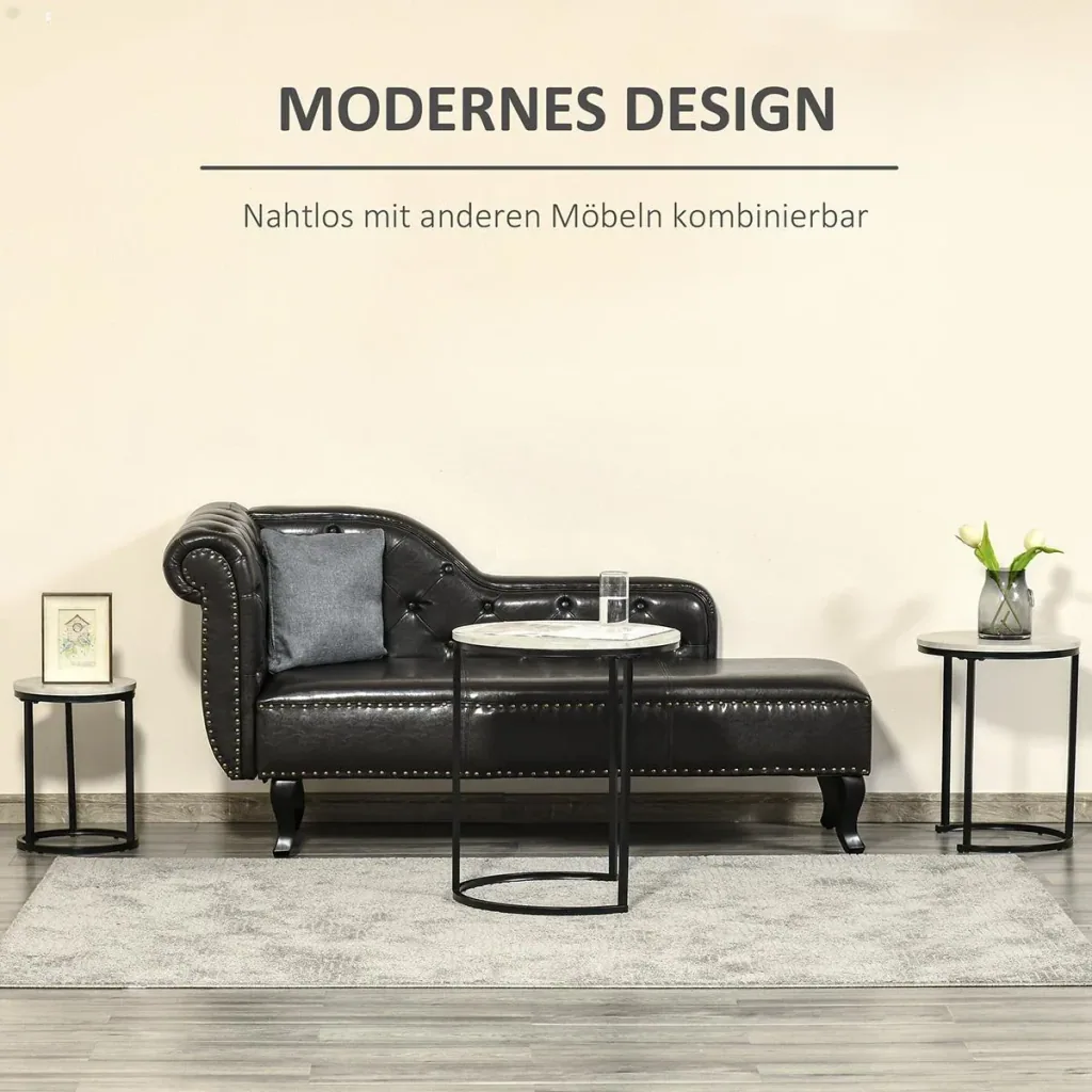 Beistelltische 3er-Set Satztisch stapelbar Kaffeetisch 3 Größen Industrial Design Metall Schwarz+Grau