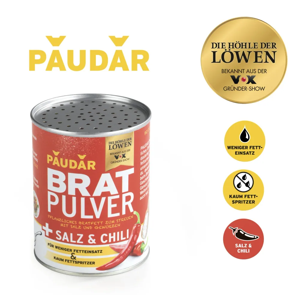Pflanzliches Bratfett-Pulver, „PAUDAR“, mit Chili und Salz, 175 g